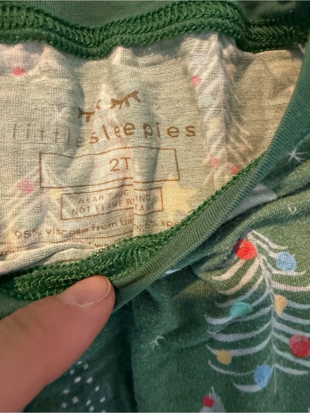 Little sleepies twinkling Green Christmas Tree Pajamas 2t